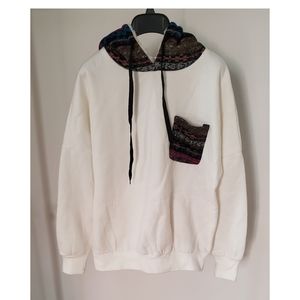 Fleece lined hoodie with tribal print